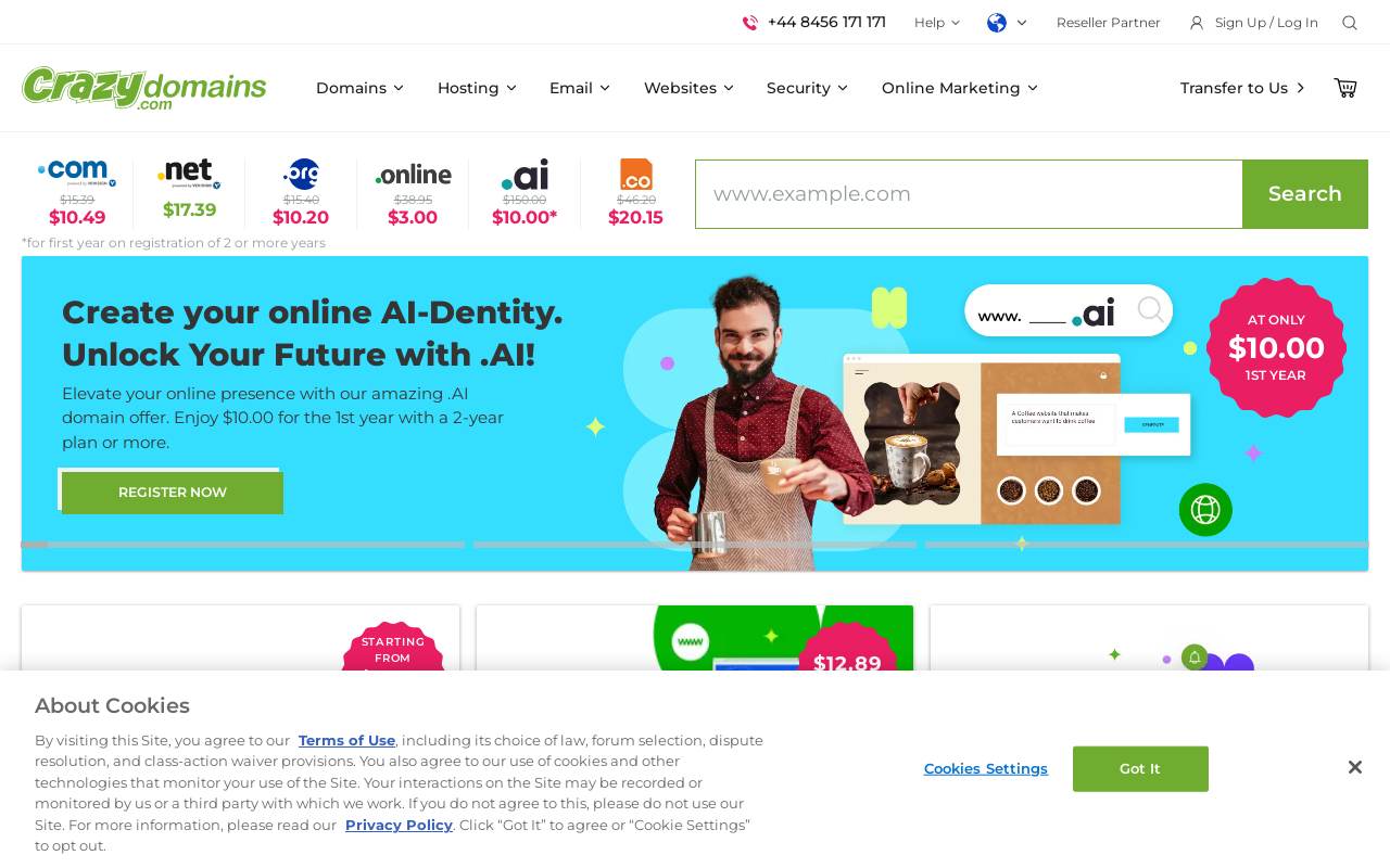 CrazyDomains 官网截图